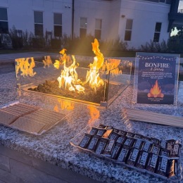 a fire pit with s'mores